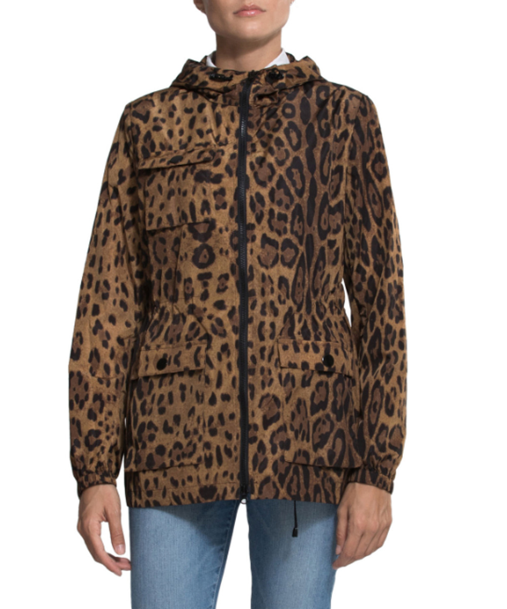 NWT JANE POST LEOPARD HOODED LIGHT CITY RAIN SLICKER COAT RAINCOAT JACKET XL